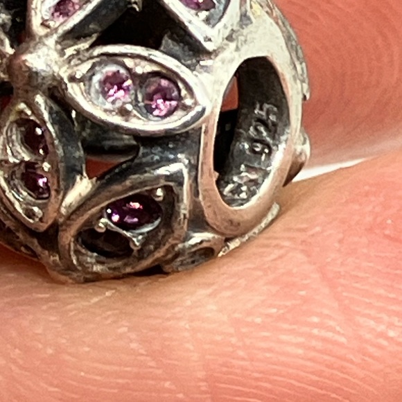Chamilia 925 Sterling Silver Purple Swarovski Crystal Floral Charm Bead - Picture 4 of 4